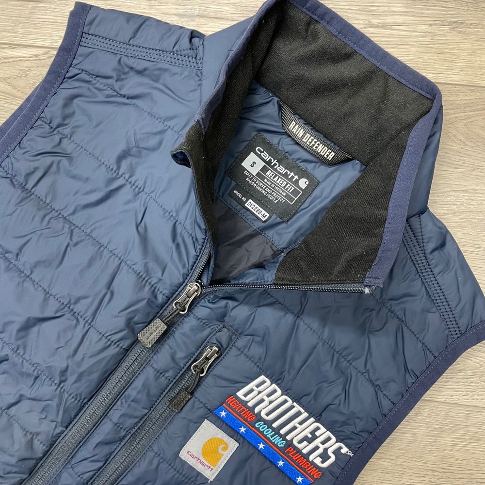 Carhartt Rain Defender Vest Mens Small Navy Blue OV2286-M Quilted Brothers HVAC